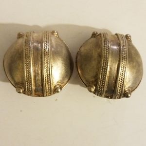 Silver Large button clip on earrings